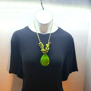 Green 22 inch necklace with various green beads